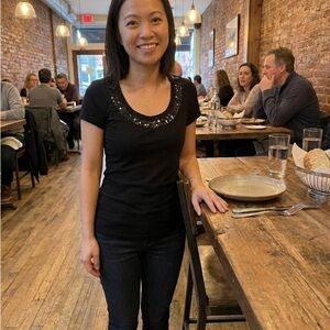 Bay Studio Black Sequin Trim Top